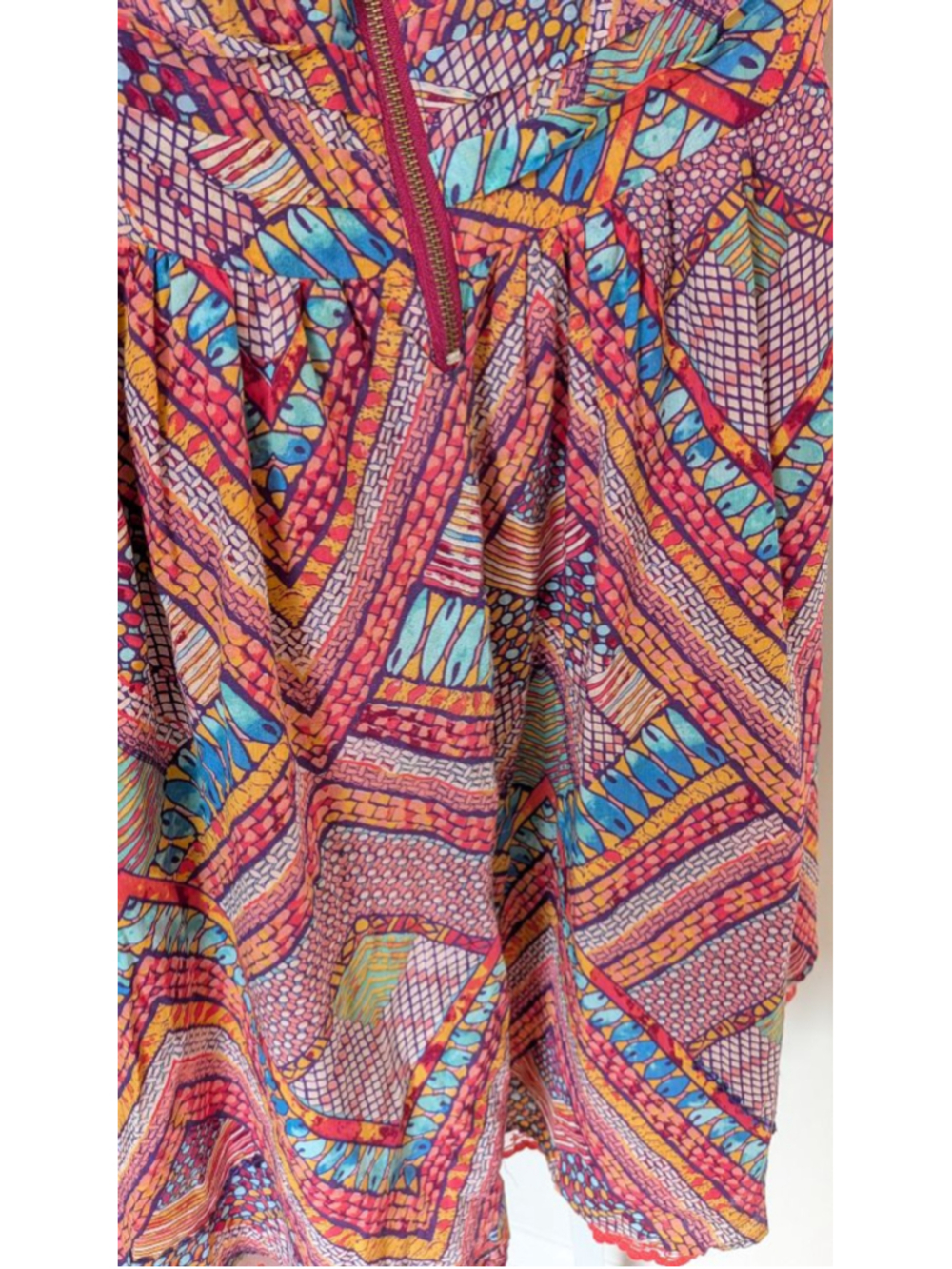 American Rag Cie Boho Geometric Sundress Front Zip Adjustable Straps dress 1X - Picture 3 of 5